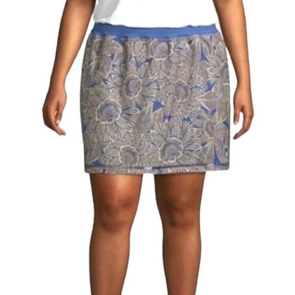 St. John's Bay Active Blue & Gold Floral Casual Athletic Skort Skirt Size 1X